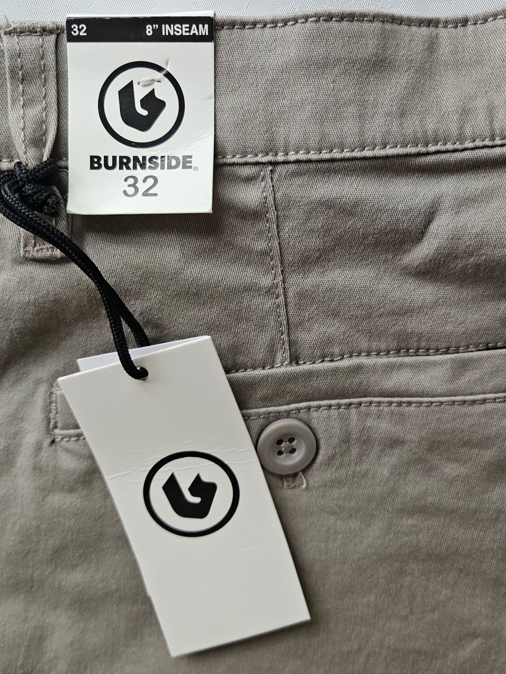 Burnside Men's Chino Shorts Size 32 NWT Khaki Tan 8" Inseam Elastic Waist - Picture 10 of 13